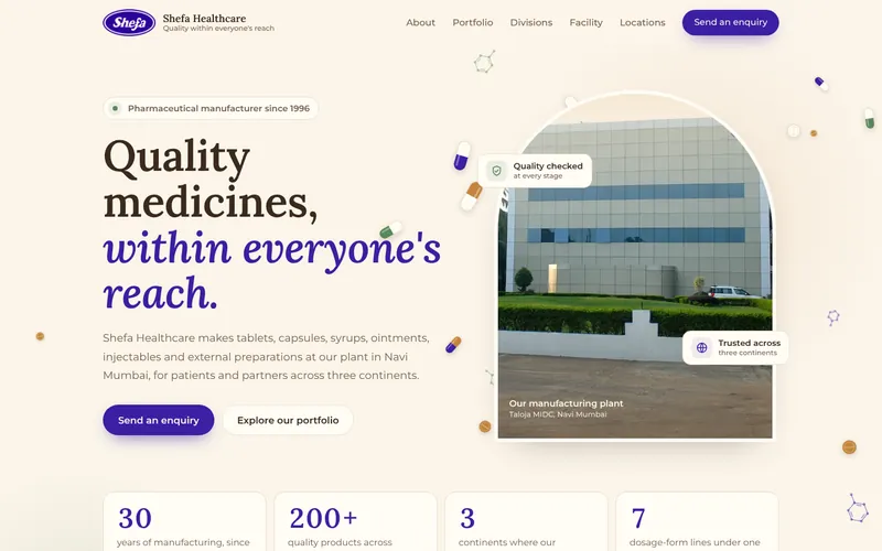 The Shefa Healthcare website